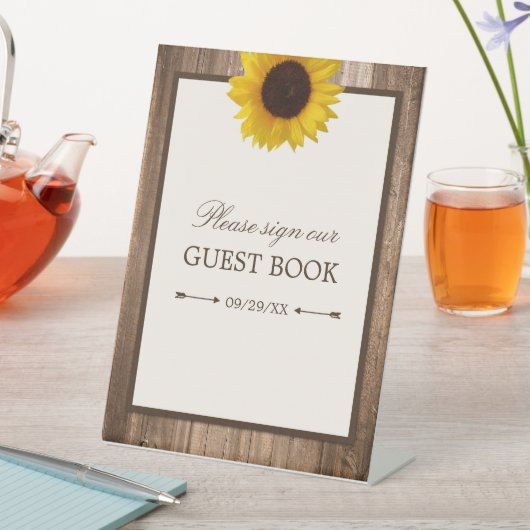 Land Rustige zonnebloem & bruinwoudhuwelijk Reclamebord Met Voetstuk (Insitu)