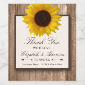 Land Rustige zonnebloem & bruinwoudhuwelijk Wijn Etiket (Enkel label)