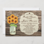 Land Rustige Zonnebloem Mason Jar Vrijgezellenfees Kaart (Voorkant)