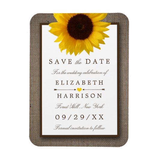 Land Rustige Zonnebloem op schoot behalve de datum Magneet (Verticaal)