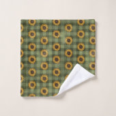 Land Rustige Zonnebloemen Groen Play Gingham Bad Handdoek (Wasdoekje)