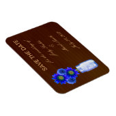 Land Rustisch Blauwe Mason Jar sparen de Datum Mag Magneet (Rechterzijde)