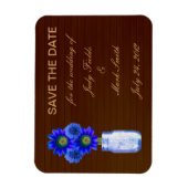 Land Rustisch Blauwe Mason Jar sparen de Datum Mag Magneet (Verticaal)