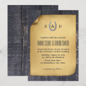 Land Rustisch Hoefijzer Barn Wood Wedding Kaart (Voorkant / Achterkant)