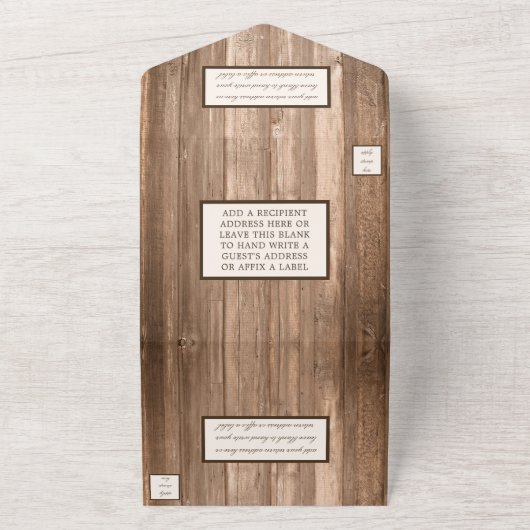 Land Rustisch Hoefijzer en bruin hout All In One Uitnodiging (Buitenkant)