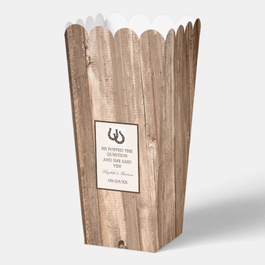 Land Rustisch Hoefijzer en bruin hout Bedankdoosjes (Voorkant)