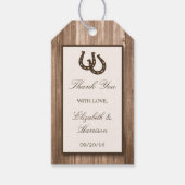 Land Rustisch Hoefijzer en bruin hout Cadeaulabel (Voorkant)