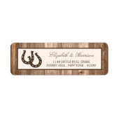 Land Rustisch Hoefijzer en bruin hout Etiket (Voorkant)