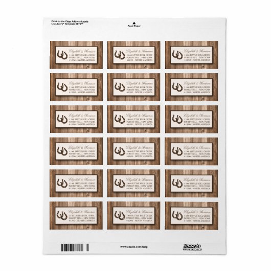 Land Rustisch Hoefijzer en bruin hout Etiket (Full Sheet)