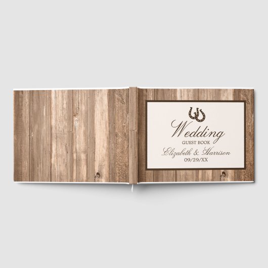 Land Rustisch Hoefijzer en bruin hout Gastenboek (Volledig)