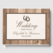 Land Rustisch Hoefijzer en bruin hout Gastenboek (Voorkant)