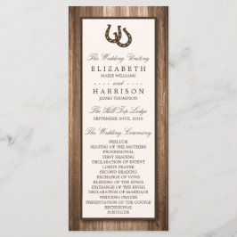 Land Rustisch Hoefijzer en bruin hout Programmakaart