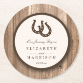 Land Rustisch Hoefijzer en bruin hout Ronde Kartonnen Onderzetter (Voorkant)