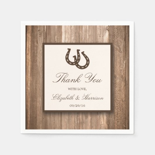 Land Rustisch Hoefijzer en bruin hout Servetten (Voorkant)