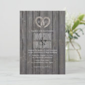 Land Rustisch Hoefijzer Heart Barn Wood Wedding Kaart (Staand voorkant)