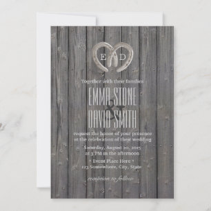 Land Rustisch Hoefijzer Heart Barn Wood Wedding Kaart