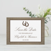 Land Rustisch Hoefijzer op overlapping sparen de d Save The Date (Staand voorkant)