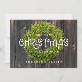 Land Rustisch hout Eerste Kerstkerst Nieuw startpu Feestdagenkaart (Voorkant)