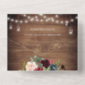 Land Rustisch hout en Floral Wedding QR Code Foto All In One Uitnodiging (Achterkant)