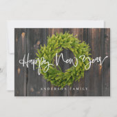 Land Rustisch hout Merry Happy Nieuwjaar Feestdagenkaart (Voorkant)