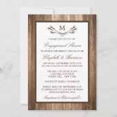 Land Rustisch Monogram Branch Wood Verloving Kaart (Voorkant)