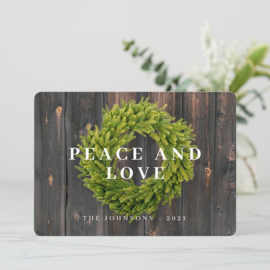 Land Rustisch Wreate Botanische Kerstmis Feestdagenkaart (Staand voorkant)