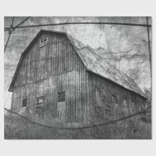 Land Rustisch zwart en  witte Barn Cadeaupapier (Vlak)