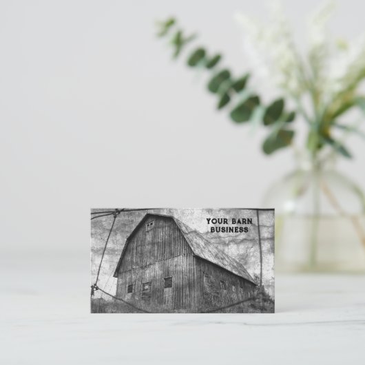 Land Rustisch zwart en  witte Barn Visitekaartje (Staand voorkant)