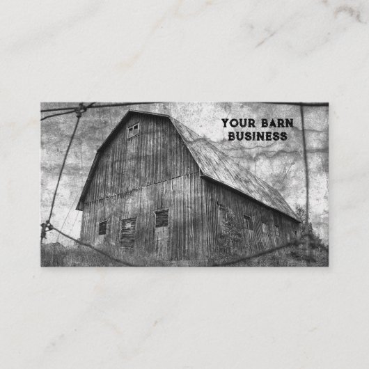 Land Rustisch zwart en  witte Barn Visitekaartje (Voorkant)