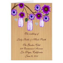 Land Rustische Paarse Mason Jars Program Kaart
