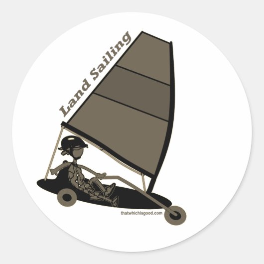Land Sailing in Blk n Wht Classic Round Sticker (Voorkant)