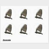 Land Sailing in Blk n Wht Classic Round Sticker (Vel)