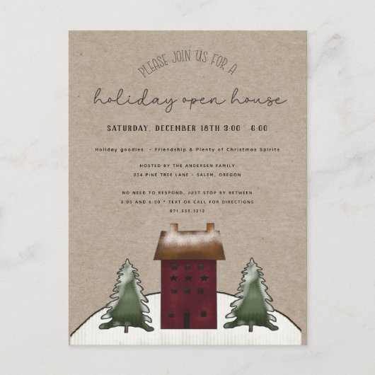 Land Saltbox Rustige Familie Holiday Open House Briefkaart (Voorkant)