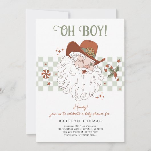 Land Santa Christmas Baby shower Kaart (Voorkant)