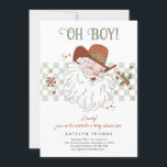 Land Santa Christmas Baby shower Kaart<br><div class="desc">Groovy retro thema westerne kerst baby shower uitnodiging met santa en vakantie accenten. Geweldig voor een vakantie themafeest voor elke leeftijd!</div>