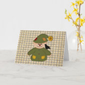 Land Scarecrow Thanksgiving Kaart (Gele Bloem)
