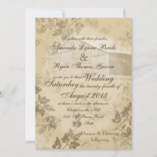 land schuur bruiloft kaart (Voorkant)