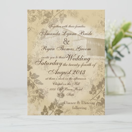  land schuur bruiloft kaart (Staand voorkant)