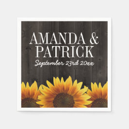 Land schuur hout + rustieke zonnebloem bruiloft servetten