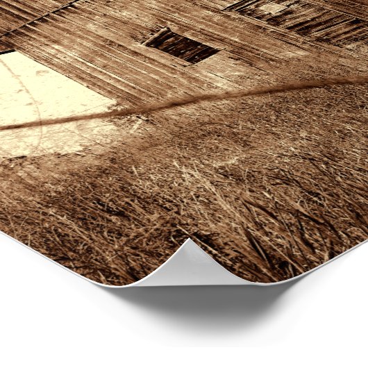 Land Sepia Rustic Barn textuur Poster (Hoek)