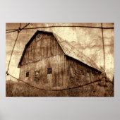 Land Sepia Rustic Barn textuur Poster (Voorkant)
