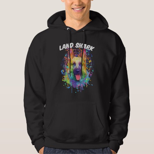 Land Shark German Shepherd  Shepard Humor Dog Them Hoodie (Voorkant)
