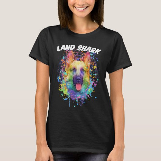 Land Shark German Shepherd  Shepard Humor Dog Them T-shirt (Voorkant)