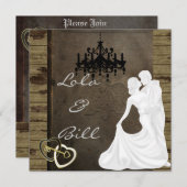 LAND Silhouette Wedding Invitation with ANTIQU Kaart (Voorkant / Achterkant)