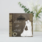 LAND Silhouette Wedding Invitation with ANTIQU Kaart (Staand voorkant)
