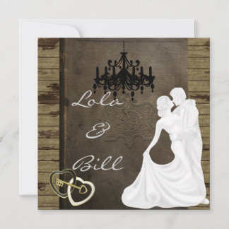 LAND Silhouette Wedding Invitation with ANTIQU Kaart