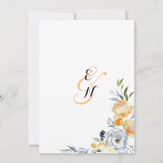 Land sinaasappel blauw wit bloemig Save the Date Kaart (Achterkant)