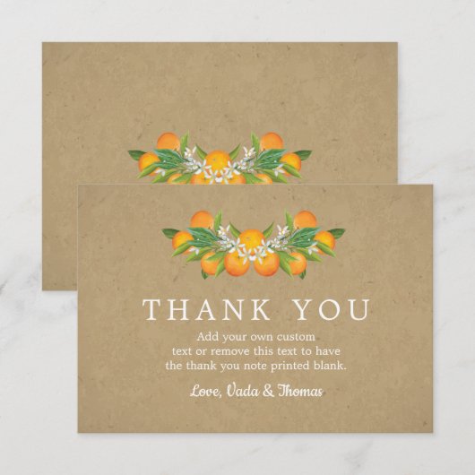 Land Sinaasappels Bedankt kaarten (Voorkant / Achterkant)