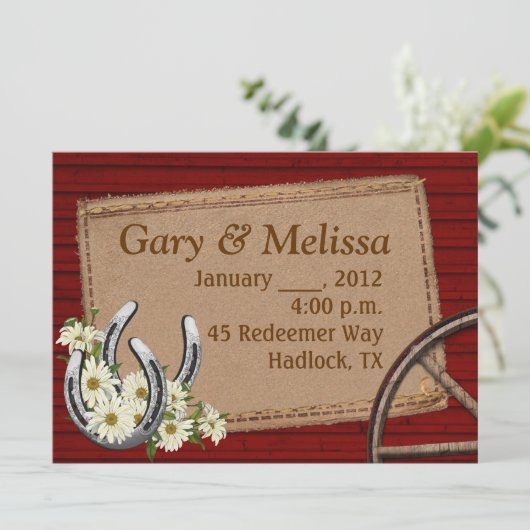 Land Sjabloon Westerne bruiloft Kaart (Staand voorkant)