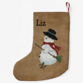 Land Sneeuwman Kerstkous Kleine Kerstsok (Achterkant)